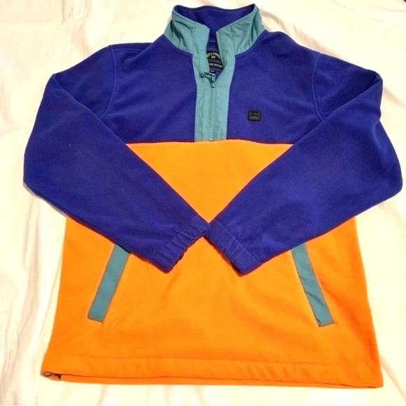 Billabong Adventure Pullover Fleece Sweater Jacket Blue Orange Color block M - Picture 3 of 9